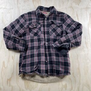 Wrangler Shirt Jacket Mens Medium Black Red Plaid Sherpa Lined Flannel Workwear